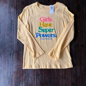Old Navy Yellow Long Sleeve Tee with Colorful Text